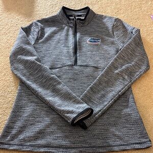 Nike Grey Heather Quarter-Zip Pullover with Embroidered Logo